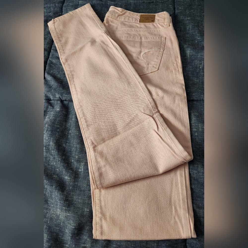 AMERICAN EAGLE SKINNY JEANS, SIZE 4 REGULAR, BLUSH COLOR